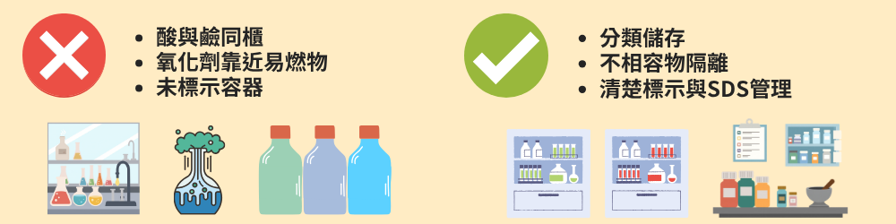 錯誤與正確儲存示意圖 錯誤與正確儲存示意圖